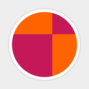 Two Colored Off Centered Square Pattern - Fuchsia and Orange - Abstract and Minimal Throw Magnet